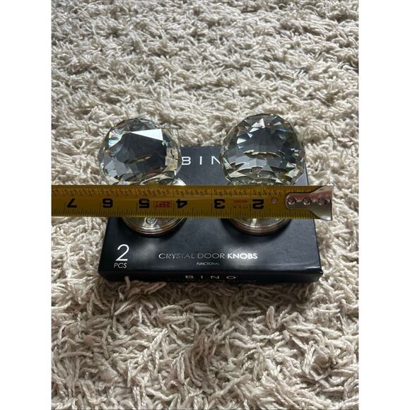 NWT BINO Crystal Door Knobs BRUSHED NICKEL One Set Round Crystal Balls - Picture 5 of 13